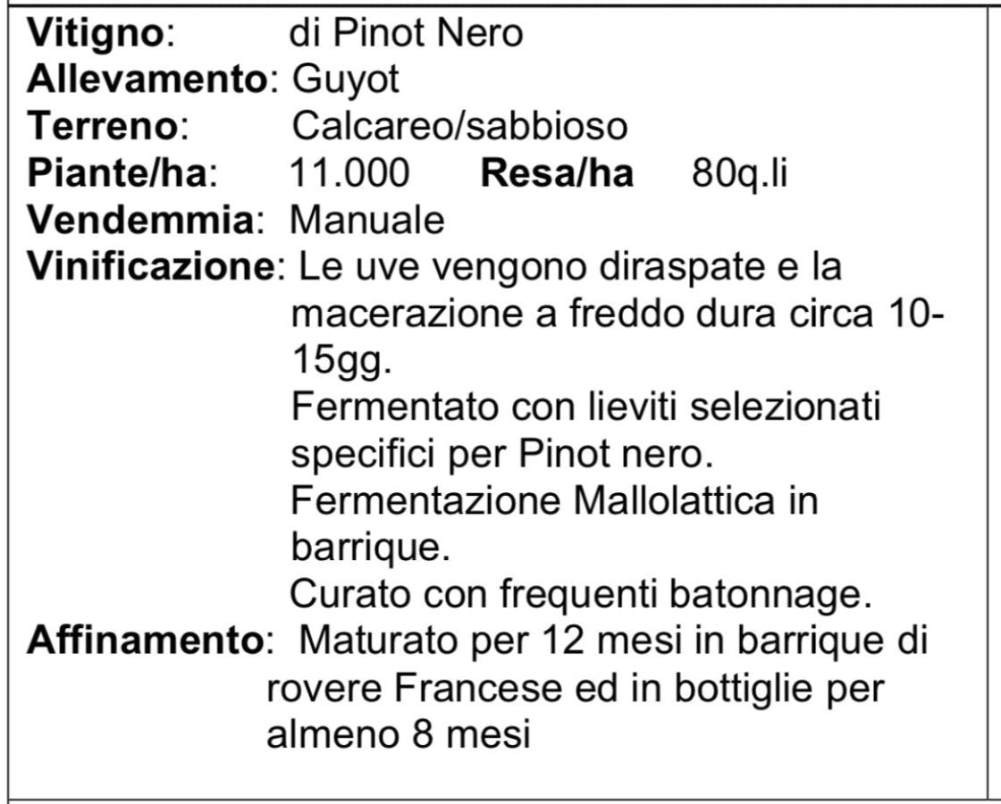 caratteristiche del Pinot Nero Valle D'Itria