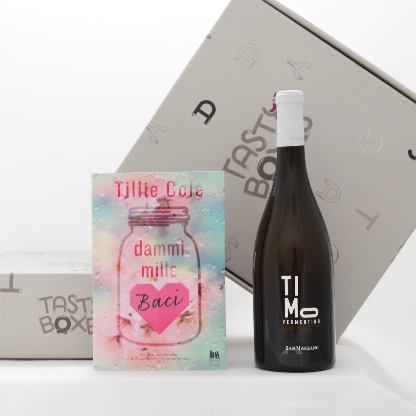 Gift Box book "Dammi mille baci" and Wine Timo Vermentino